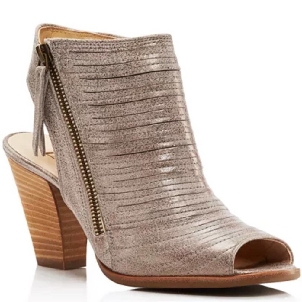 PAUL GREEN 'Cayanne' Leather Peep Toe Metalic Smoke Sandals size US 9